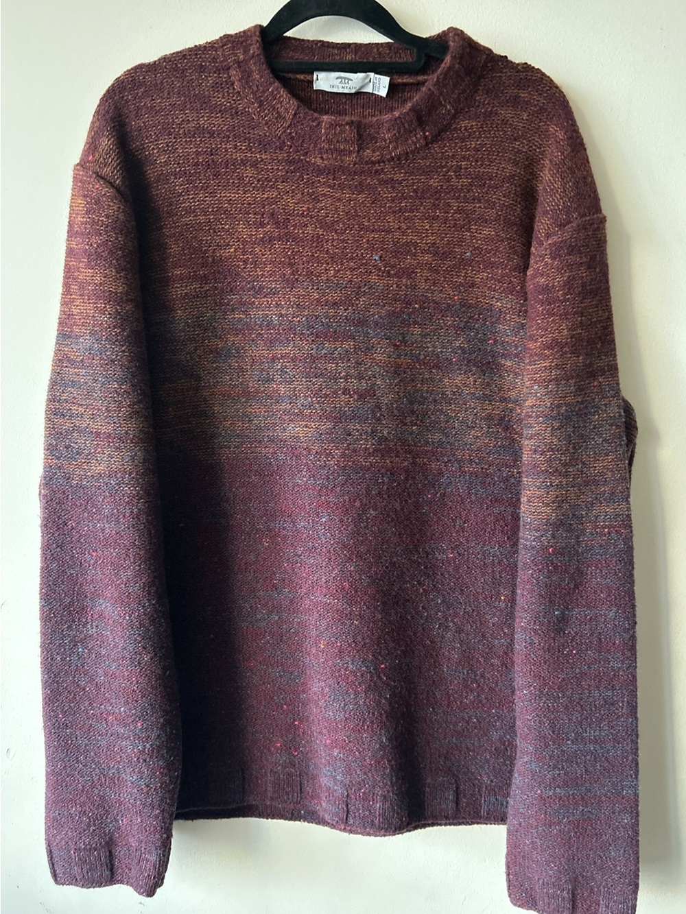Inis Meain Ombré Merino & Cashmere Sweater- Burgundy/Rust- Large